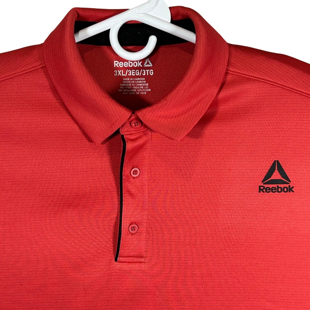 Reebok Mens 3XL Red Performance Polo Shirt Short Sleeve Golf Active